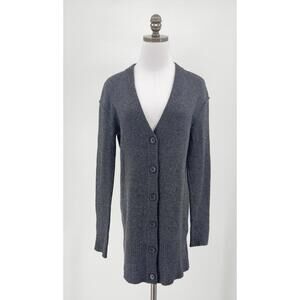 James Perse 1 Gray Cashmere Boyfriend Cardigan Sweater Sz S